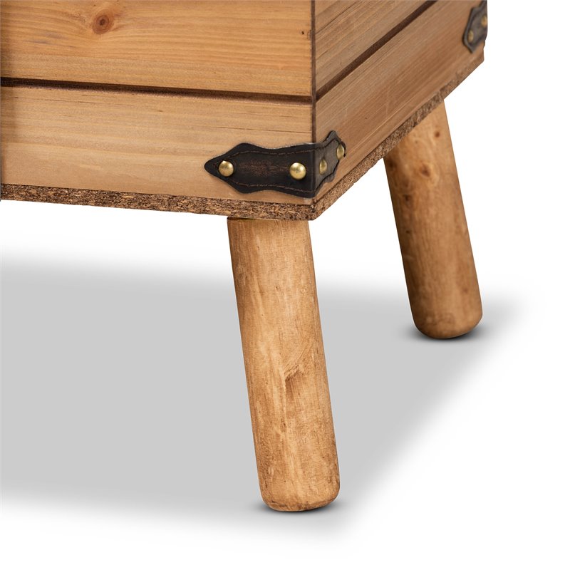 Bowery Hill Dark Brown and Oak Finished Wood Large Storage Ottoman
