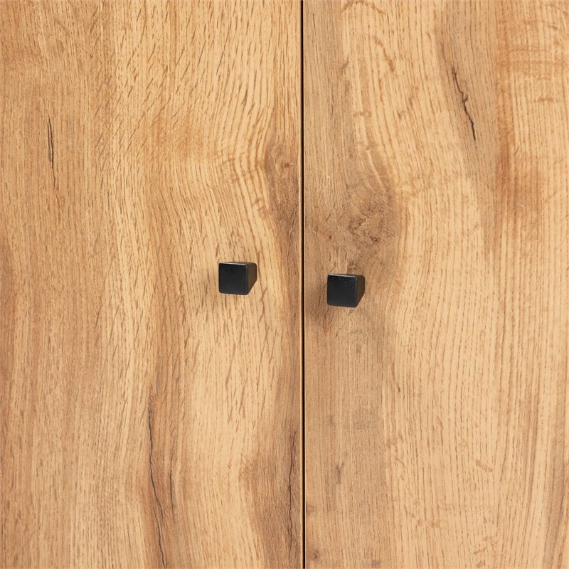 Bowery Hill Oak Brown Finished Wood 2-Door Entryway Shoe Cabinet