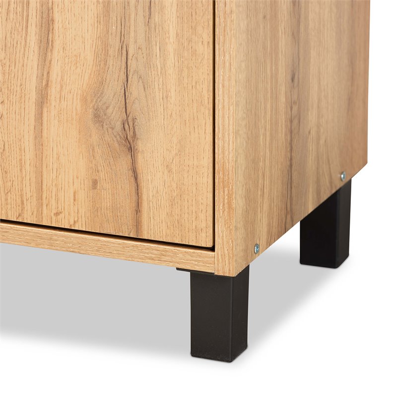 Bowery Hill Oak Brown Finished Wood 2-Door Entryway Shoe Cabinet