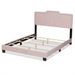 Bowery Hill Modern Velvet Fabric Upholstered Full Size Panel Bed in Light Pink