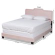Bowery Hill Modern Velvet Fabric Upholstered Full Size Panel Bed in Light Pink