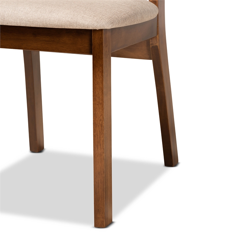Bowery Hill Sand Walnut Brown Finished Wood 2-Piece Dining Chair Set