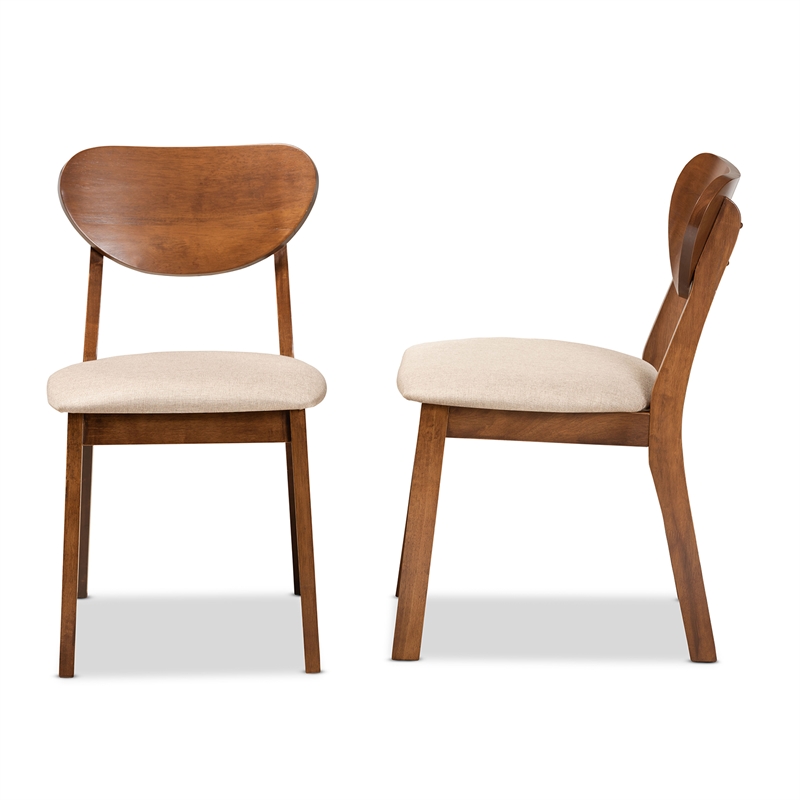 Bowery Hill Sand Walnut Brown Finished Wood 2-Piece Dining Chair Set