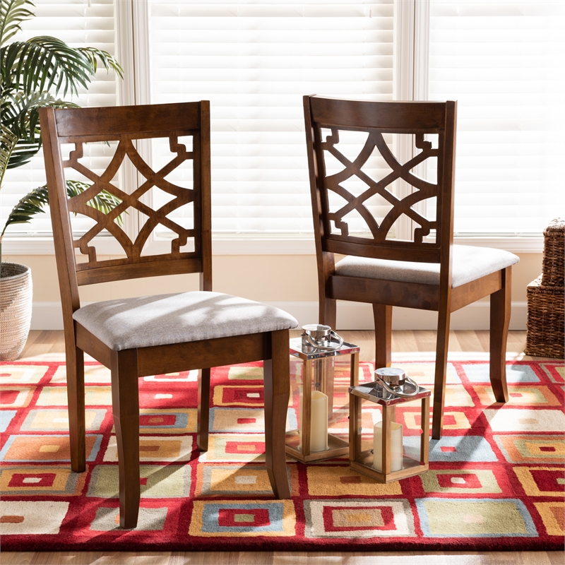 Bowery Hill Grey Walnut Brown Finished Wood 2-Piece Dining Chair Set