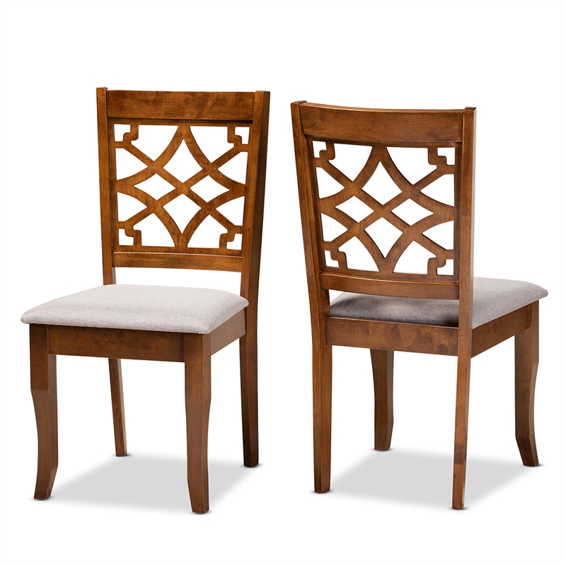 Bowery Hill Grey Walnut Brown Finished Wood 2-Piece Dining Chair Set