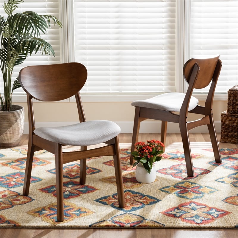Bowery Hill Grey Walnut Brown Finished Wood 2-Piece Dining Chair Set