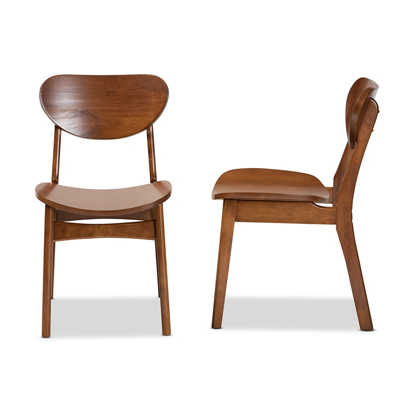 Bowery Hill Walnut Brown Finished Wood 2-Piece Dining Chair Set