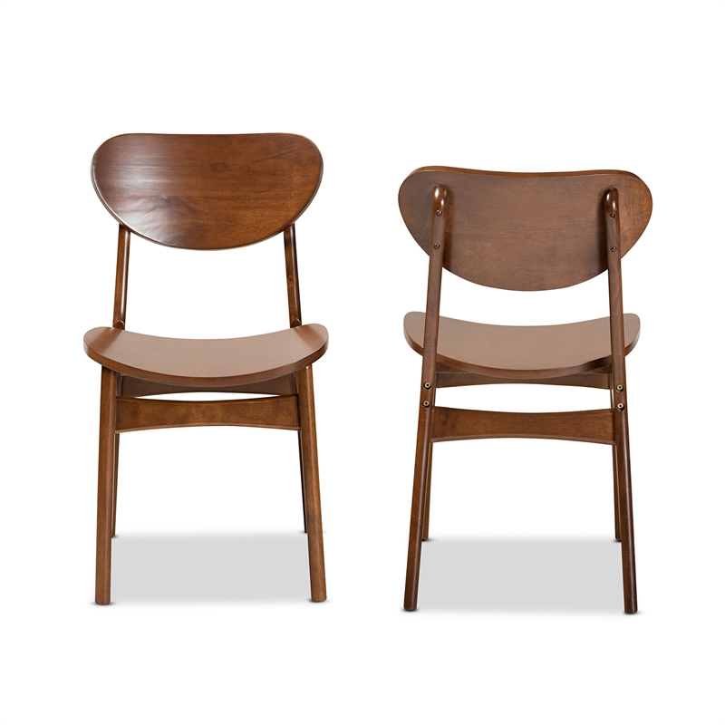 Bowery Hill Walnut Brown Finished Wood 2-Piece Dining Chair Set