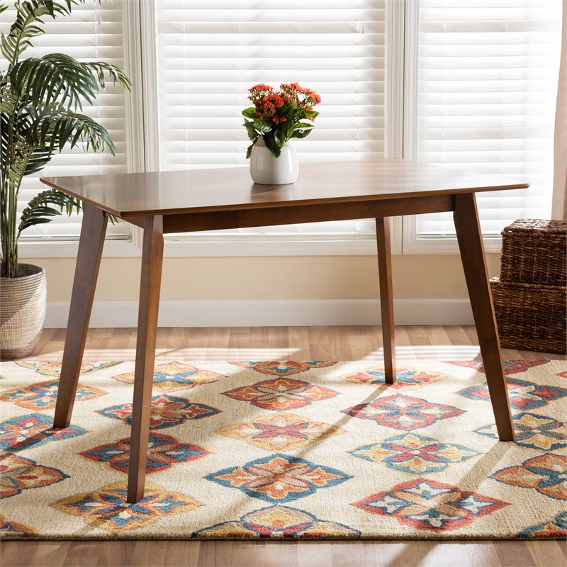 Bowery Hill Transitional Walnut Brown Finished Wood Dining Table