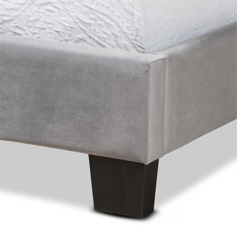 Bowery Hill Modern Grey Upholstered Twin Size Panel Bed
