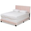 Bowery Hill Modern Velvet Fabric Upholstered Queen Size Panel Bed in Light Pink