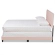 Bowery Hill Modern Velvet Fabric Upholstered Queen Size Panel Bed in Light Pink