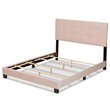 Bowery Hill Modern Velvet Fabric Upholstered Queen Size Panel Bed in Light Pink