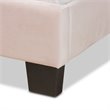 Bowery Hill Modern Velvet Fabric Upholstered Queen Size Panel Bed in Light Pink