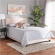 Bowery Hill Modern Velvet Fabric Upholstered Queen Size Panel Bed in Light Pink