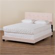Bowery Hill Modern Velvet Fabric Upholstered Queen Size Panel Bed in Light Pink
