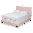 Bowery Hill Modern Velvet Fabric Upholstered Queen Size Panel Bed in Light Pink