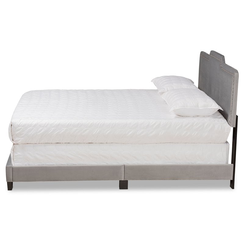 Bowery Hill Grey Upholstered Queen Size Panel Bed
