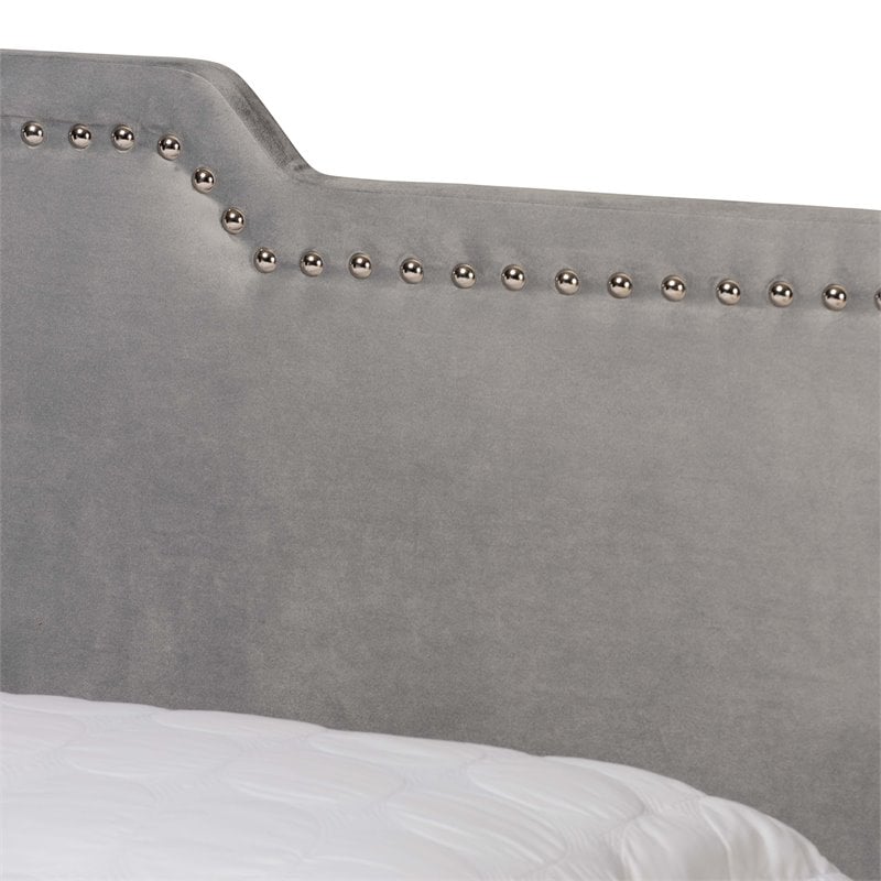 Bowery Hill Grey Upholstered Queen Size Panel Bed