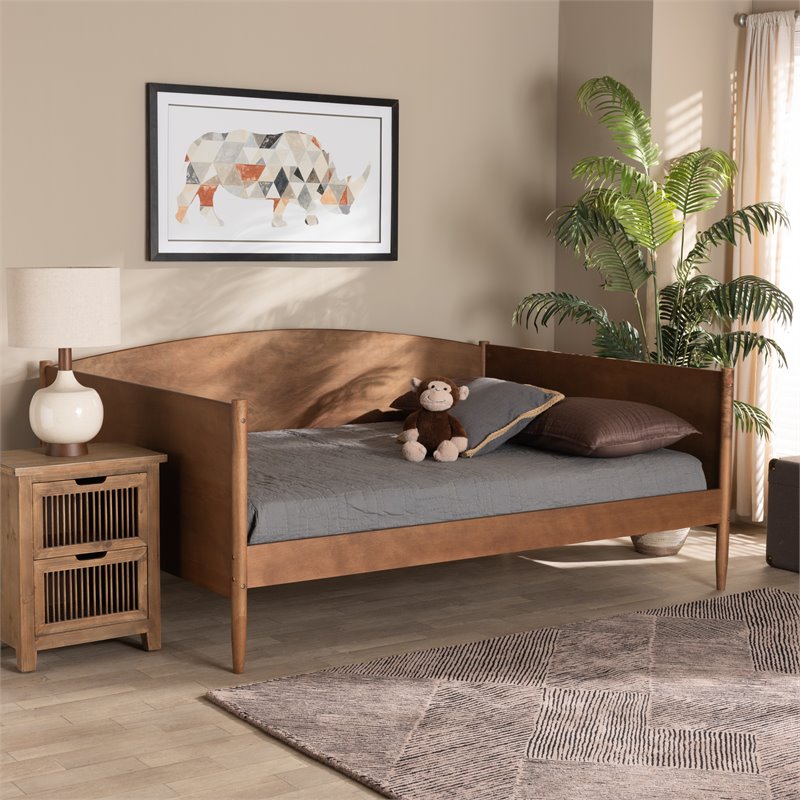 Bowery Hill Rubberwood Ash Walnut Daybed Rectangular Mid-Century 78.2