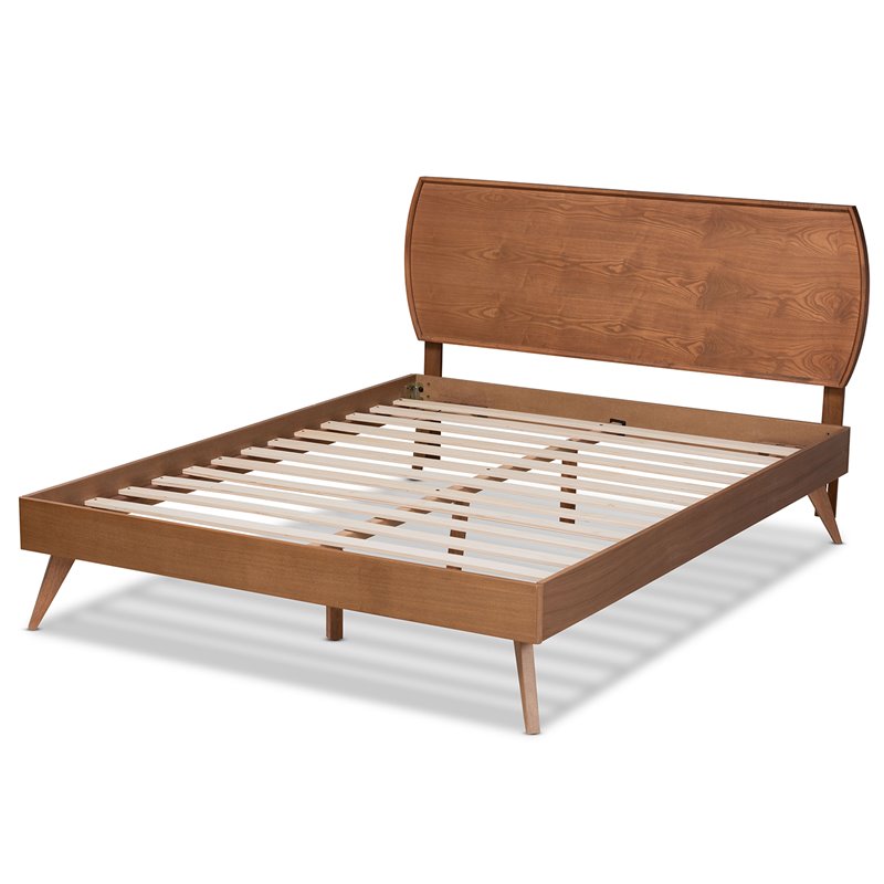 Bowery Hill Walnut Brown Finished Wood King Size Platform Bed