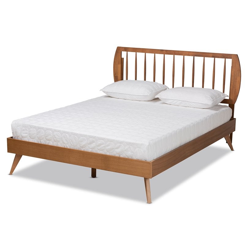 Bowery Hill Walnut Brown Finished Wood King Size Platform Bed