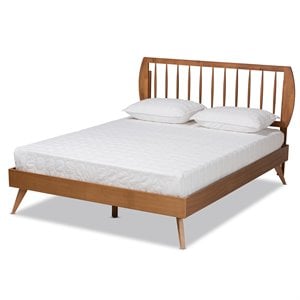 Bowery Hill Walnut Brown Finished Wood King Size Platform Bed