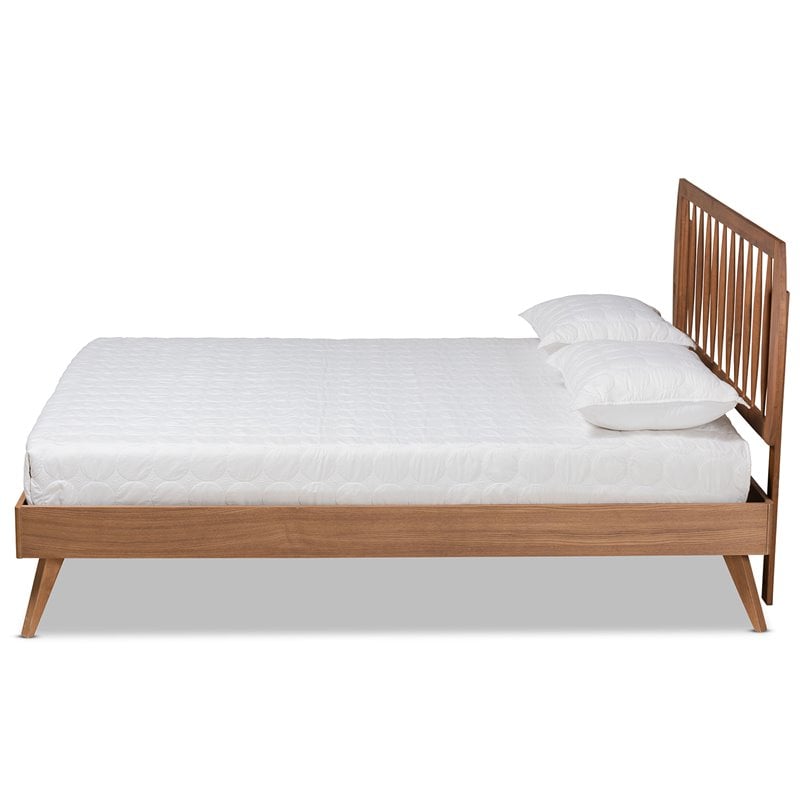 Bowery Hill Walnut Brown Finished Wood King Size Platform Bed