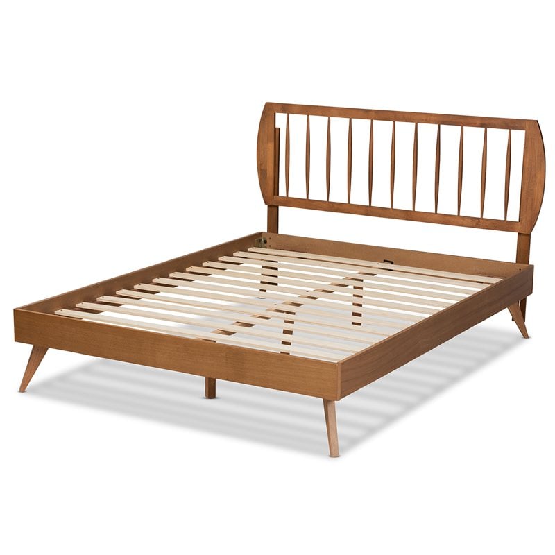 Bowery Hill Walnut Brown Finished Wood King Size Platform Bed