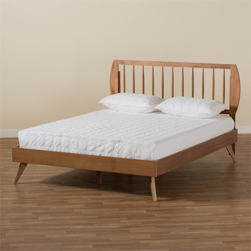 Bowery Hill Walnut Brown Finished Wood King Size Platform Bed