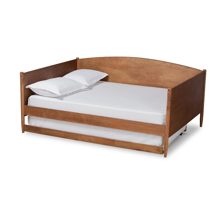 Bowery Hill Ash Walnut Finished Wood Full Size Daybed with Trundle