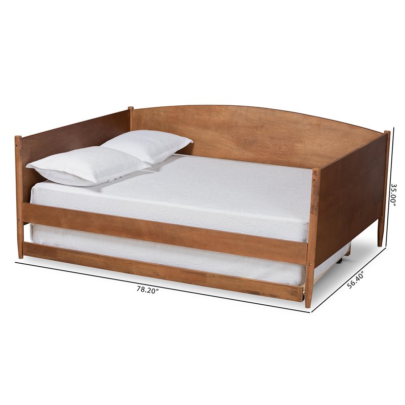 Bowery Hill Ash Walnut Finished Wood Full Size Daybed with Trundle