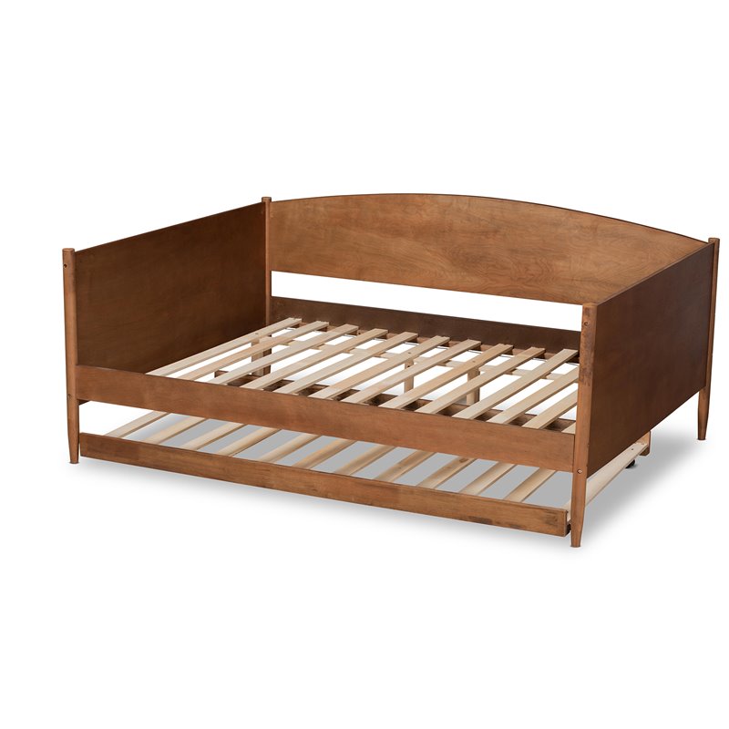 Bowery Hill Ash Walnut Finished Wood Full Size Daybed with Trundle