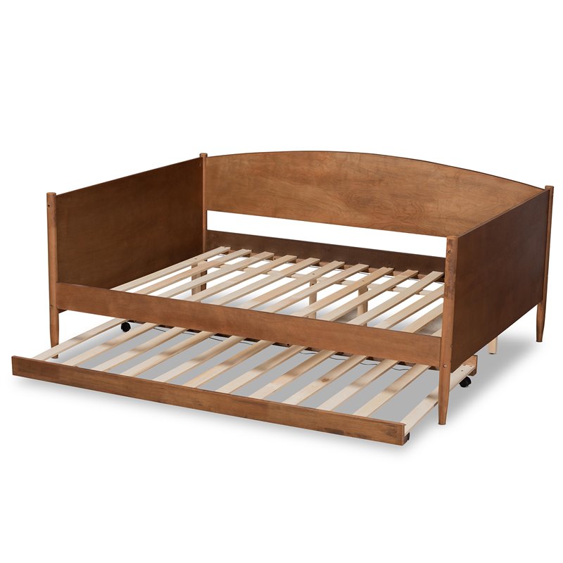 Bowery Hill Ash Walnut Finished Wood Full Size Daybed with Trundle