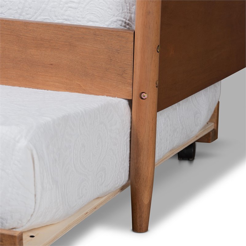 Bowery Hill Ash Walnut Finished Wood Full Size Daybed with Trundle