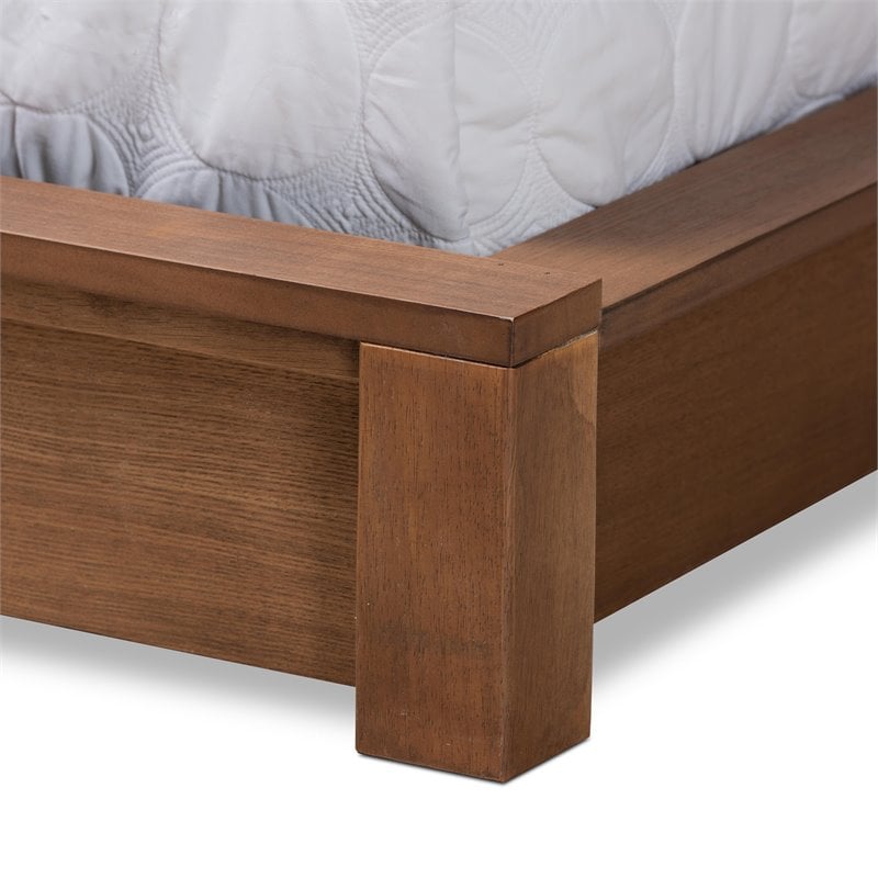 Bowery Hill Wood Walnut Brown King Size Bed Rectangular Shelves 114.8