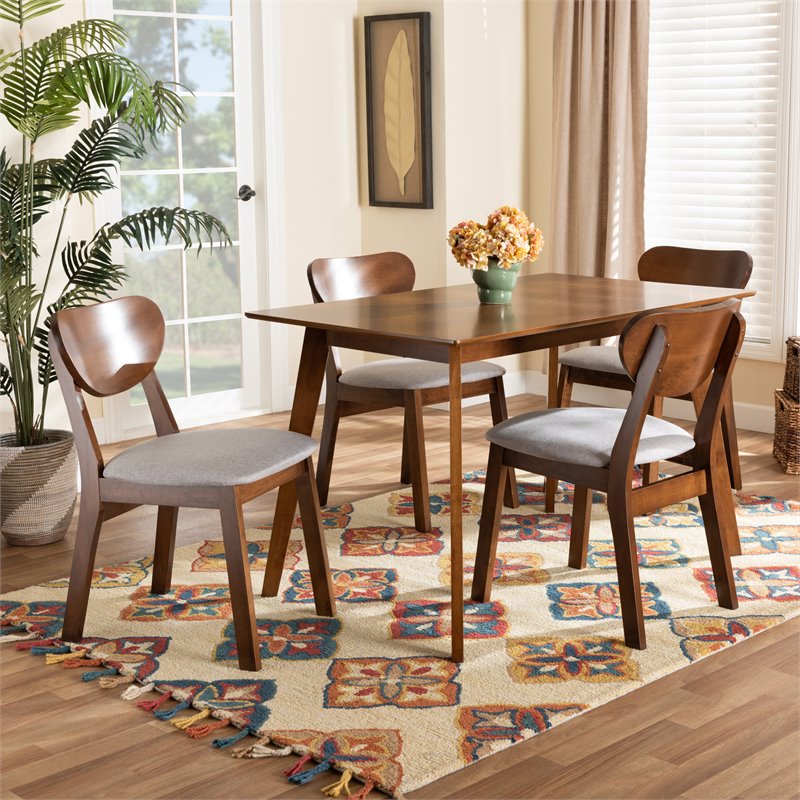 Bowery Hill Grey Walnut Brown Finished Wood 5-Piece Dining Set