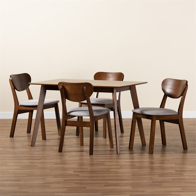 Bowery Hill Grey Walnut Brown Finished Wood 5-Piece Dining Set