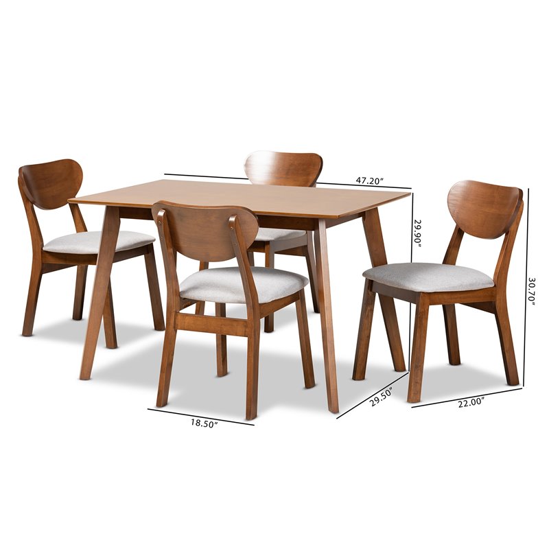 Bowery Hill Grey Walnut Brown Finished Wood 5-Piece Dining Set
