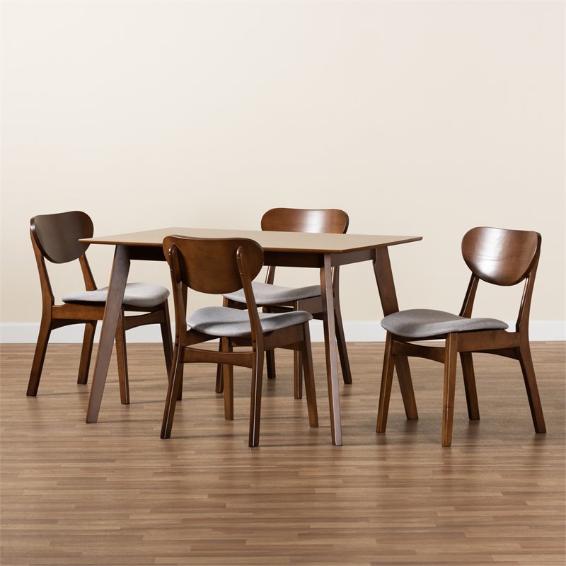 Bowery Hill Grey Walnut Brown Finished Wood 5-Piece Dining Set