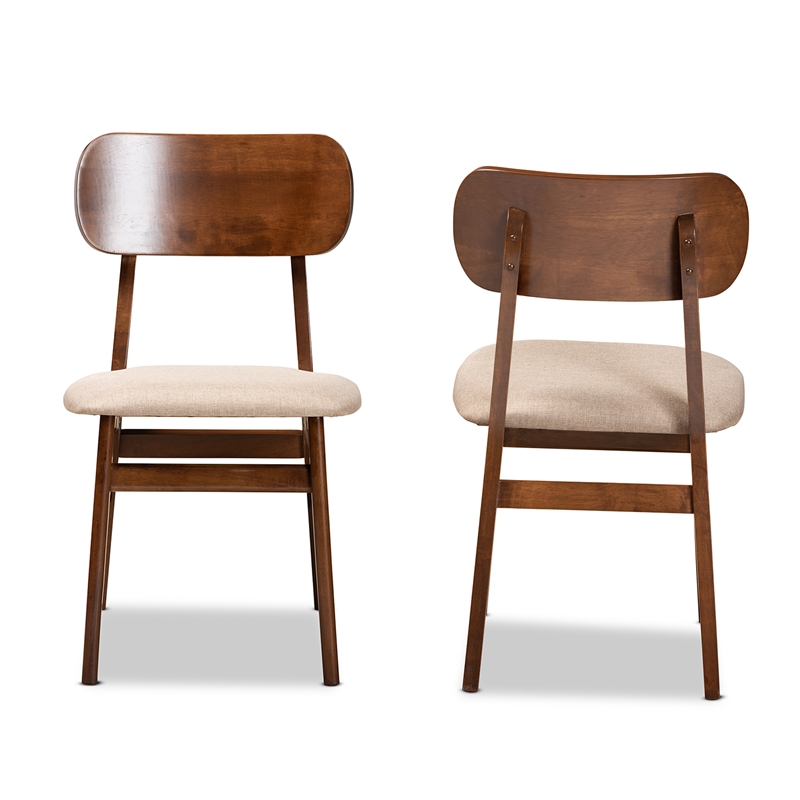 Bowery Hill Sand and Brown Finished Wood 2-Piece Dining Chair Set