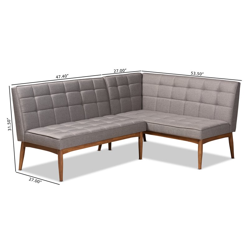 Bowery Hill Grey and Brown Finished Wood 2-Piece Dining Set
