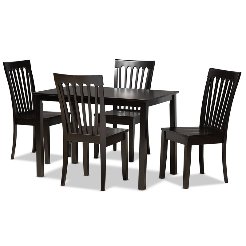 Bowery Hill Dark Brown Finished Wood 5-Piece Dining Set