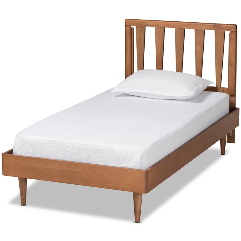 Bowery Hill Walnut Brown Finished Wood Twin Size Platform Bed