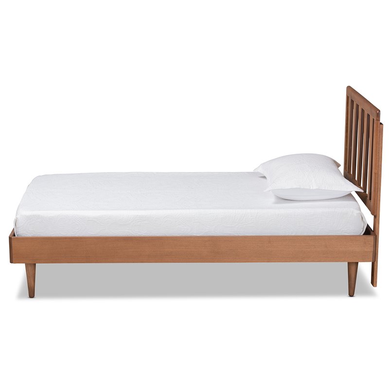 Bowery Hill Walnut Brown Finished Wood Twin Size Platform Bed