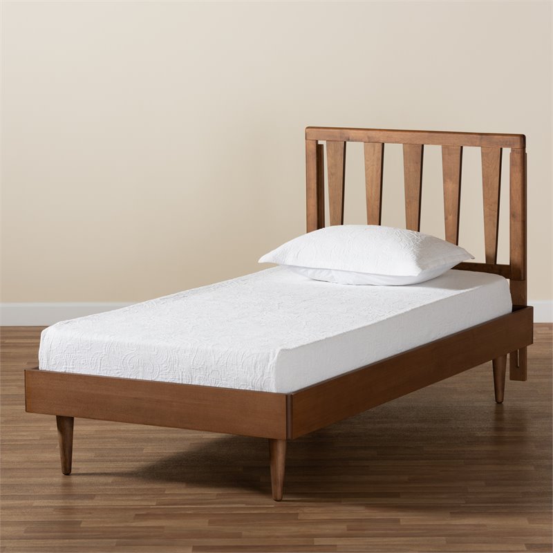 Bowery Hill Walnut Brown Finished Wood Twin Size Platform Bed