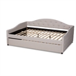 Bowery Hill Transitional Fabric Queen Size Daybed with Trundle in Beige