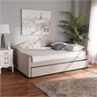 Bowery Hill Transitional Fabric Queen Size Daybed with Trundle in Beige