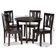 Bowery Hill Transitional Dark Brown Finished Wood 5-Piece Dining Set