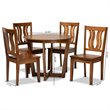 Bowery Hill Transitional Walnut Brown Finished Wood 5-Piece Dining Set